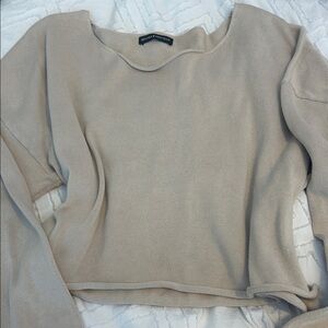 Brandy Melville Tan Crew Neck Sweater